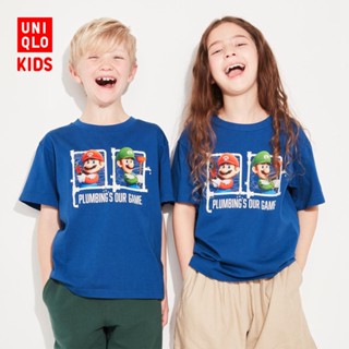 Uniqlo เสื้อยืดแขนสั้น พิมพ์ลายภาพยนตร์ Mario brothers UT สําหรับเด็กผู้ชาย และเด็กผู้หญิง