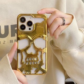 Bl เคสโทรศัพท์มือถือแบบนิ่ม ลายกะโหลก โครงกระดูกกลวง หรูหรา สําหรับ iPhone 14 13 12 11 Pro Max