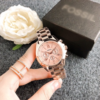 Fossil นาฬิกาข้อมือควอตซ์ หน้าปัดหกขา สไตล์ญี่ปุ่น สําหรับผู้หญิง และผู้ชาย