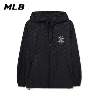 เสื้อคลุมกันแดด มีฮู้ด ปักลายโลโก้ MLB NY ของแท้ แบบเต็มตัว สําหรับผู้ชาย และผู้หญิง