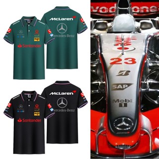 เสื้อโปโลแขนสั้น ลาย Mercedes-Benz McLo Fleet F1 คุณภาพสูง แฟชั่นฤดูร้อน สําหรับแข่งรถ