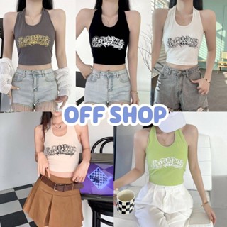 OFF SHOP พร้อมส่ง (OFF-FY2032) เสื้อคล้องคอ มีฟองน้ำ ลายตีวอักษรอย่างเท่