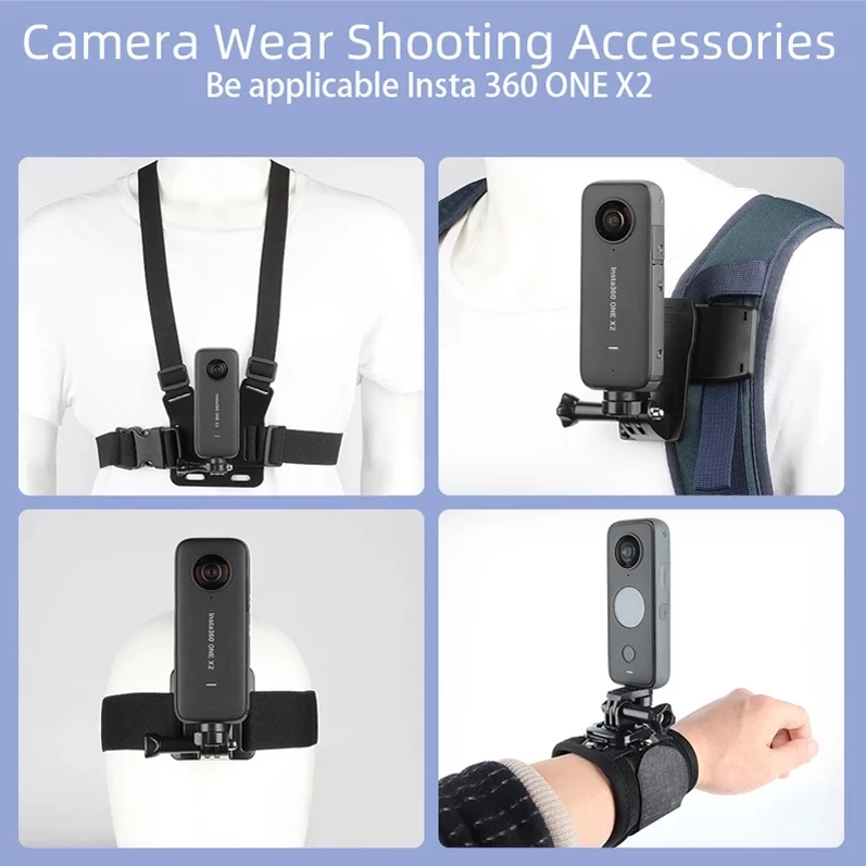 อุปกรณ์เสริมชุดสําหรับ insta360 X5/X4/3/X2/GOPRO Hero13/12/11/10/9/8/ACTION 5PRO/4/3 คลิปกระเป๋าเป้สะพายหลัง Quick Release Head Mount สายรัดข้อมือ สายรัดหน้าอก