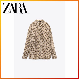 Zara เสื้อเชิ้ต พิมพ์ลายโซ่ แฟชั่นฤดูใบไม้ผลิ สําหรับผู้หญิง