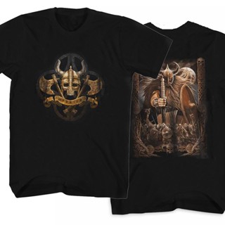 ฮอต เสื้อผ้าแฟชั่น ลาย Futhark Runes Undead Viking Army Valhalla Viking Warriors เข้ากับทุกการแต่งกาย สไตล์คลาสสิก เสื้อ