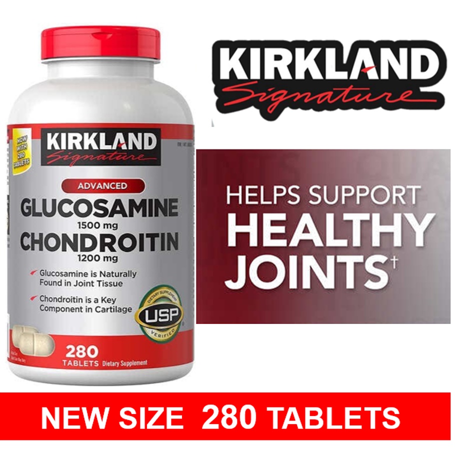 (Exp.09/2029) Kirkland Glucosamine HCI 1500mg Chondroitin Sulfate 1200mg 280 Tablets แพคเกจใหม่ล่าสุด