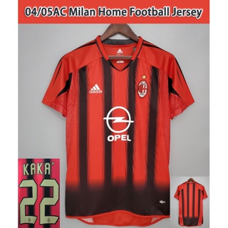 เสื้อกีฬาแขนสั้น ลายทีมชาติฟุตบอลชั้นนํา AC Milan 04 05 ชุดเหย้า สไตล์เรโทร สําหรับผู้ใหญ่