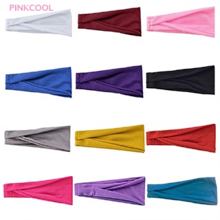 Pinkcool ที่คาดผม ผ้าโพกหัว ยืดหยุ่น สีพื้น โยคะ แต่งหน้า แฟชั่น สําหรับผู้หญิง ขายดี