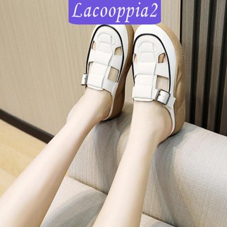 [Lacooppia2] รองเท้าแตะส้นแบน หนา 5 ซม. กันลื่น ใส่สบาย สําหรับผู้หญิง