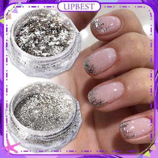 ♕Nee Jolie 1กล่อง Super Flash Light ฟอยล์สีเงินผงเล็บ Yunjin Powder Aurora Magic Mirror ผงหยาบ Nail Art เครื่องมือสำหรับร้านทำเล็บ2สี UPBEST