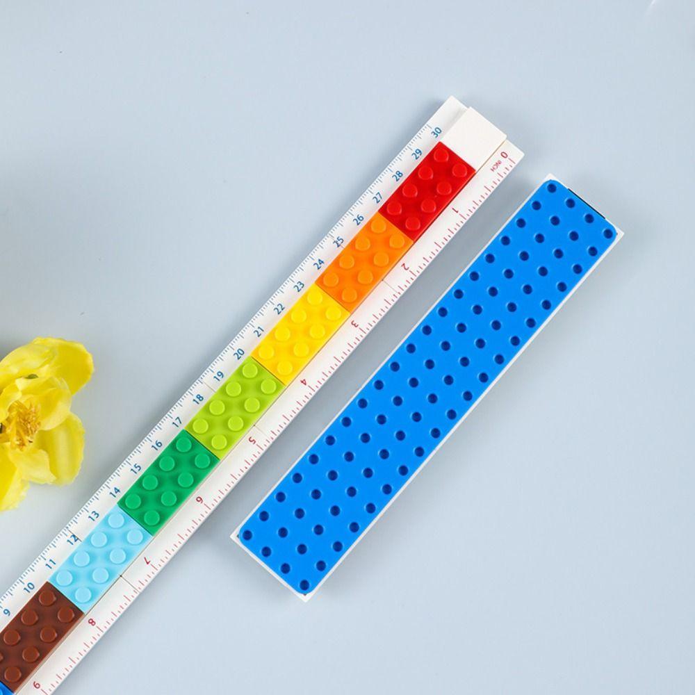 Alanfy บล็อกตัวต่อ ไม้บรรทัดตรง น่ารัก สร้างสรรค์ โรงเรียน สํานักงาน คณิตศาสตร์ เครื่องเขียน นักเรียน ไม้บรรทัด มัลติฟังก์ชั่น