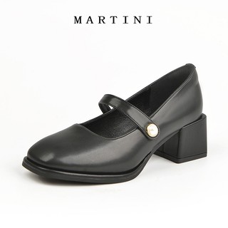 Martini Classy Office Mary Jane Shoes with Block Heels For Womem Black School 2 inches