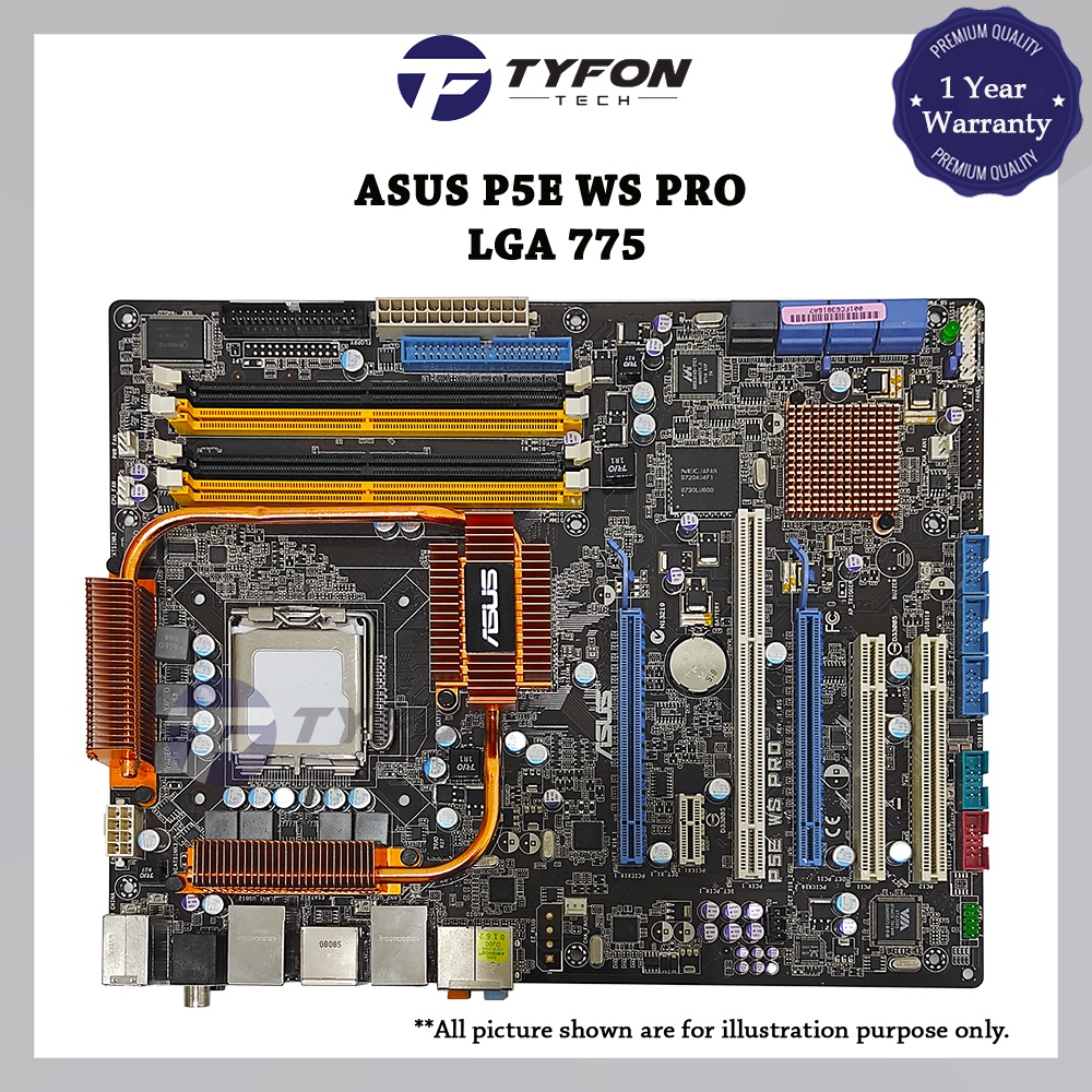 เมนบอร์ดเซิร์ฟเวอร์เวิร์กสเตชัน ASUS P5E WS Pro LGA 775 (ตกแต่งใหม่)