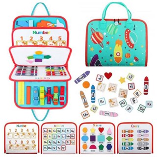  Felt childrens busy board, early education and learning board, handbag, Montessori busy board, suitable for children aged 1, 2, 3, and 4