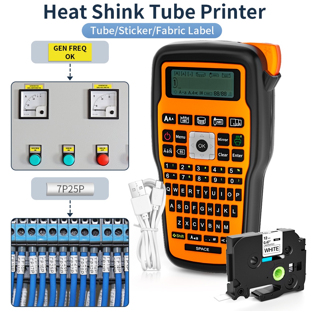 E1000 PRO แบบพกพาป้าย Maker ป้ายความร้อนหดหลอดป้ายสําหรับ Brother Tze231 Hse231