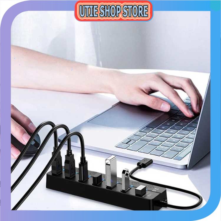 UTIE STORE - OLOPKY USB Hub ความเร็วสูง Extender 7 พอร์ต USB 3.0 พร้อมสวิตช์ - OY445