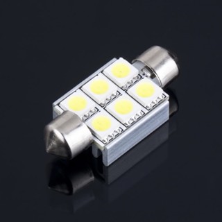 36mm 6 SMD 5050 พู่ห้อยโดมสีขาวบริสุทธิ์ CANBUS OBC รถ 6 หลอดไฟ LED