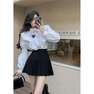 พร้อมส่ง 🐈 White mine shirt เสื้อแขนยาวคอปก (IN38511)