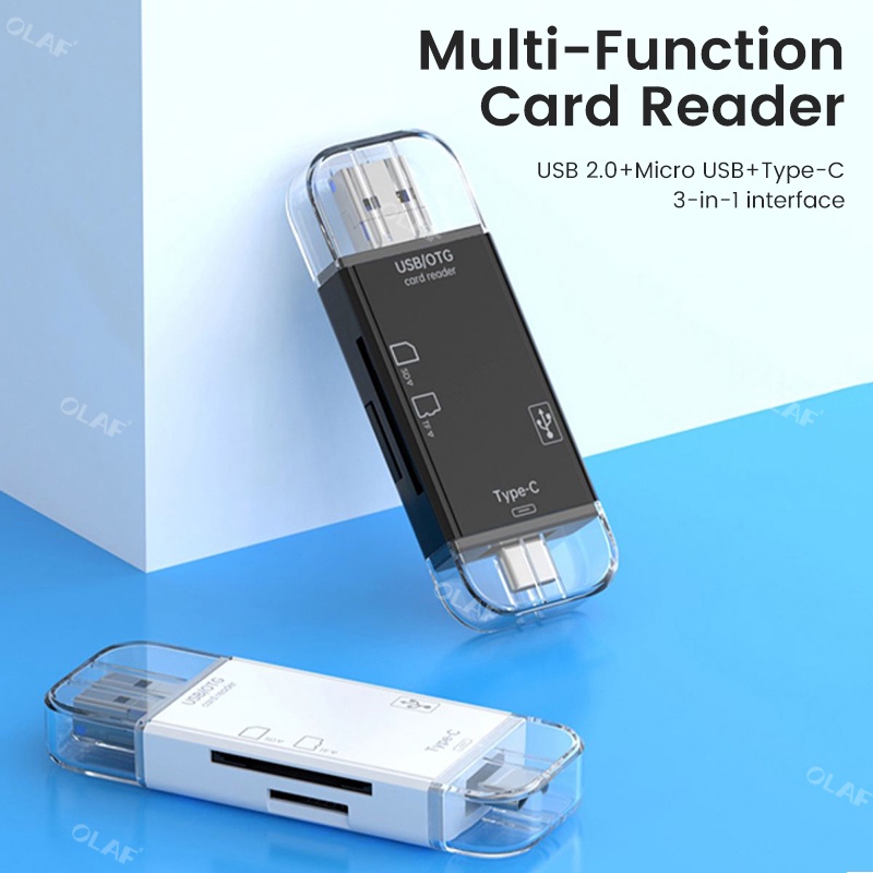 Elough 6 in 1 อะแดปเตอร์การ์ดรีดเดอร์ OTG Type C Micro USB Pen Drive TF SD USB2.0 อเนกประสงค์