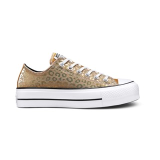 Converse รองเท้าผ้าใบ Sneakers CTAS LEOPARD GLITTER PLATFORM OX GOLD ผู้หญิงwomen สีทอง 572044C - 572044CH1GDXX