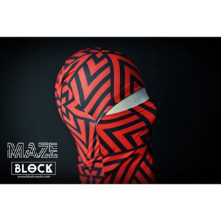 อะไหล่หมวกกันน็อค โม่ง Block กัน UV แบบ Open face ลาย MAZE Red ลายใหม่