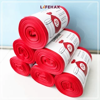 โปร (แพค 4 ม้วน) ถุงขยะม้วนติดเชื้อ ถุงขยะแดง 18x20" 30 ใบ/ม้วน พร้อมลวดสำหรับผูก
