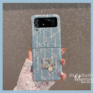 เคสโทรศัพท์มือถือแบบแข็ง กันกระแทก ลายโลโก้โลหะ หรูหรา เรียบง่าย คุณภาพสูง สําหรับ Samsung Z Flip5 Z Flip3 Z Flip4