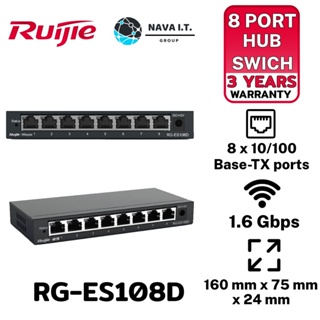 COINSคืน15%⚡FB9JMZV6⚡ RUIJIE RG-ES108D 8-PORT 10/100MBPS DESKTOP UNMANAGED SWITCH รับประกัน 3ปี