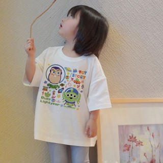 เสื้อยืดแขนสั้น พิมพ์ลายกราฟฟิค Toy Story สีขาว สไตล์ฮาราจูกุ สําหรับเด็กผู้ชาย และเด็กผู้หญิง