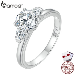 Bamoer แหวนเงิน 925 0.5ct เครื่องประดับแฟชั่น สไตล์คลาสสิก สําหรับผู้หญิง MSR023