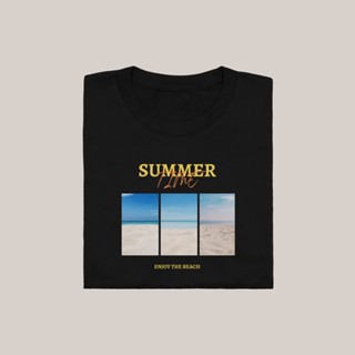 เสื้อยืดผ้าฝ้ายพิมพ์ลายSummer Time เสื้อยืด T-shirt Unisex Cotton 100%