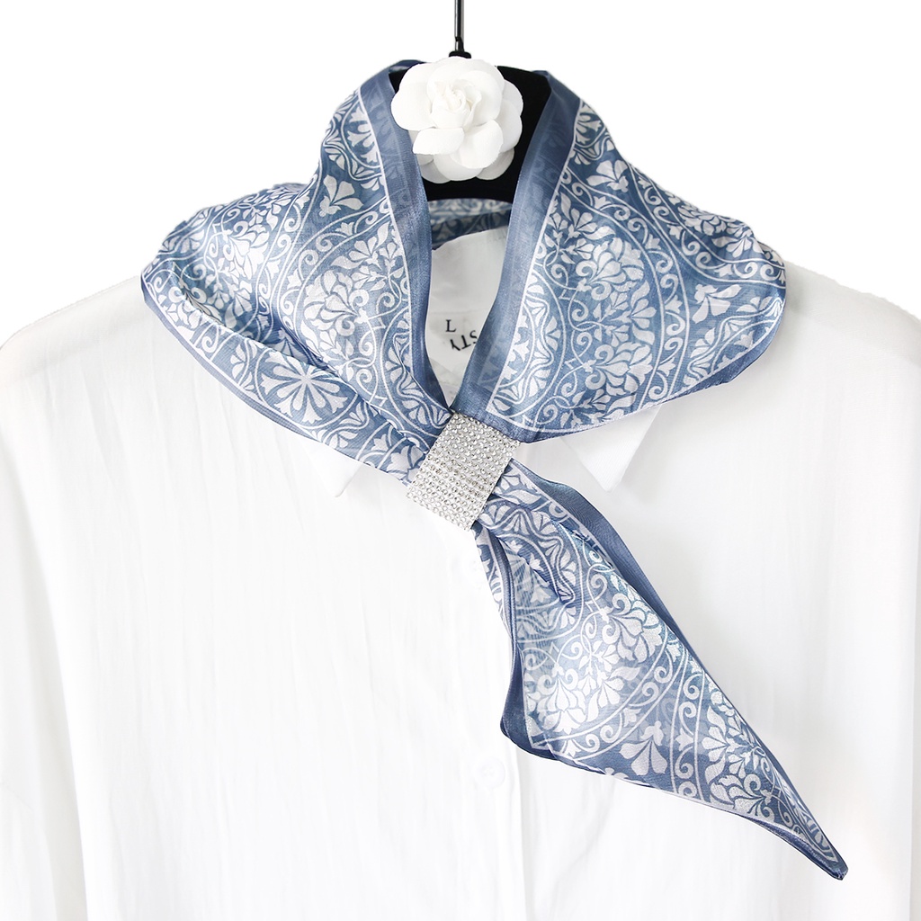 Parsimonous 28.75inch เลียนแบบผ้าพันคอผ้าไหมใหม่ผู้หญิงแฟชั่นผมวง 7313 ซม.พิมพ์ผ้าพันคอคอขนาดเล็ก He