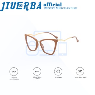 JIUERBA แบรนด์สไตล์ตะวันตก ป้องกันแสงสีฟ้า สายตาสั้น แว่นตาคลาสสิก ตาแมว โฟโตโครมิก เปลี่ยนสี Pro ผู้หญิง ป้องกันรังสีแว่นตา