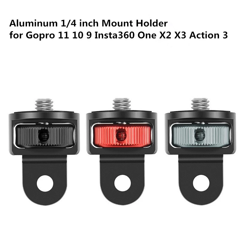 อลูมิเนียม 1/4 นิ้วสกรูขาตั้งกล้องอะแดปเตอร์ 360Rotating Mount สําหรับ Gopro Insta360 One X2 X3 Action 3 อุปกรณ์เสริมสําหรับกล้อง thumbnail 6