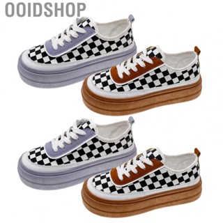 Ooidshop Women Canvas Shoes  Women Plimsolls Plaid Soft Lining Height Increasing  for Travel