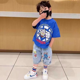 【suit】ชุดอุลตร้าแมน ชุดเด็กผู้ชาย แขนสั้น สไตล์เกาหลี HZFKC0628
