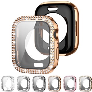 กระจกวิบวับ พร้อมฝาครอบ สําหรับ Apple Watch Case 49 มม. 45 มม. 41 มม. 40 มม. 44 มม. กันชนเพชร และตัวป้องกันหน้าจอ Iwatch Series Ultra 8 7 6 5 SE 4