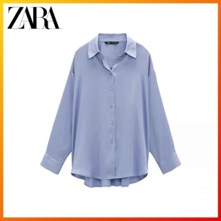 ZARA เสื้อเชิ้ตแขนยาว ผ้าซาติน แบบเรียบ