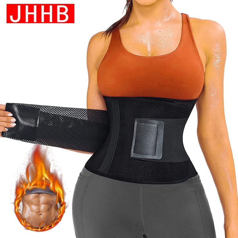Jhhb Tummy Trimmer เทรนเนอร์เอวสําหรับผู้หญิงกลับเข็มขัดดูดซับเหงื่อซาวน่า Wrap ฟิตเนส Gym Body Shaper Corset