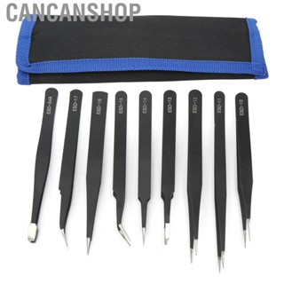 Cancanshop Accuracy Tweezer  Pointed Curved Tweezer Set 9PCS Labor Saving  for Maintenance