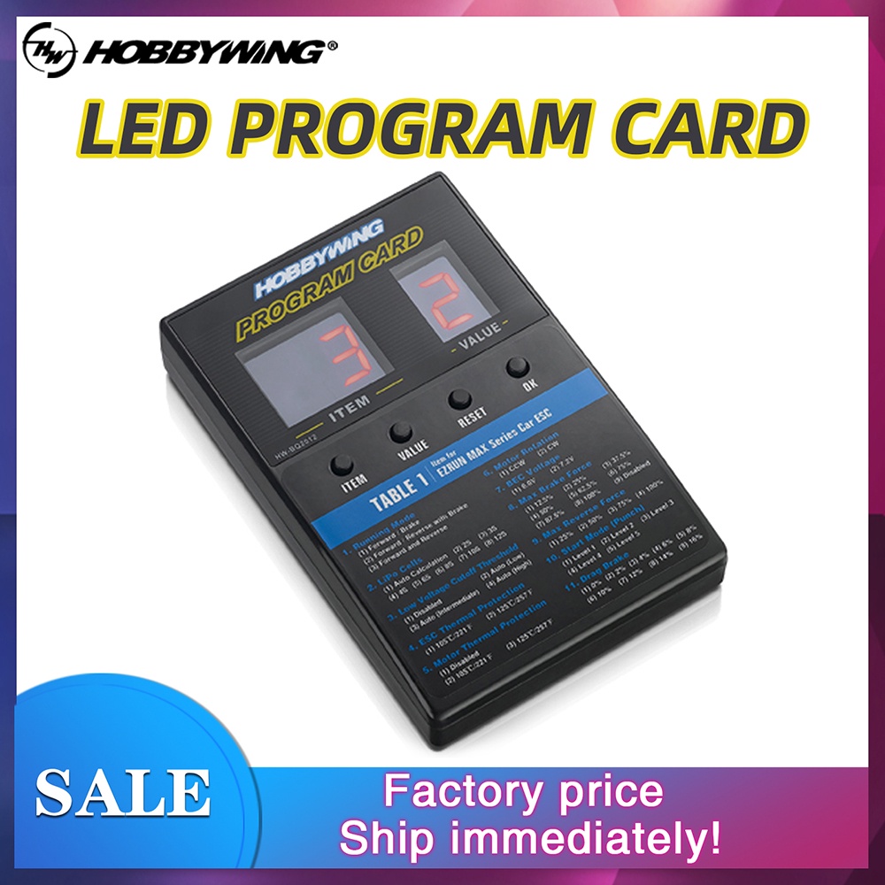 Hobbywing ESC กล่องการ์ดโปรแกรม LED สําหรับเครื่องบินไร้แปรงถ่าน Platinum V1 V2 FlyFun V5 XeRun EzRu