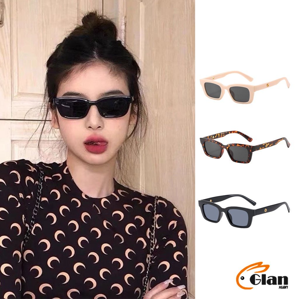 Glanxuan แว่นตากันแดด เลนส์ทรงสี่เหลี่ยม  unisex สำหรับสตรี Sunglasses