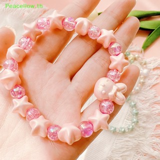 Peacellow สร้อยข้อมือ ประดับลูกปัดไข่มุก รูปกระต่ายน่ารัก หลากสี เครื่องประดับ สําหรับผู้หญิง TH