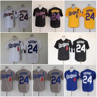 เสื้อกีฬาเบสบอล แขนสั้น ปักลาย Mlb Dodgers Fan Version 824T สีขาว สีม่วง