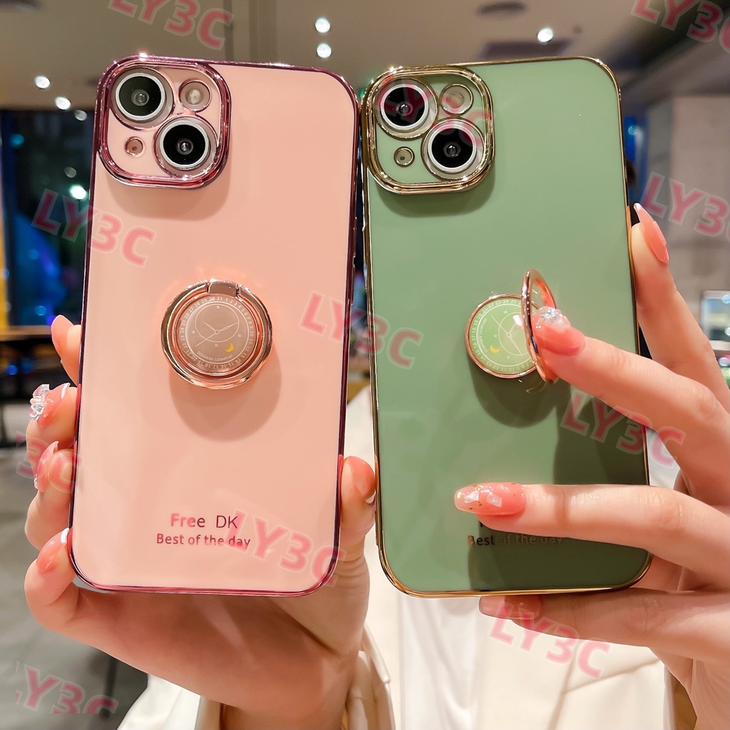 เคสโทรศัพท์มือถือ ชุบไฟฟ้า กันกระแทก พร้อมแหวนขาตั้ง สําหรับ iPhone 12 12Pro 12Promax 13 13Pro 13Promax 14 14Pro 14plus 14max 14Promax