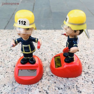 Jkth ตุ๊กตาฟิกเกอร์ พลังงานแสงอาทิตย์ รูปการ์ตูน Firemen สําหรับตกแต่งรถยนต์ ยานพาหนะ