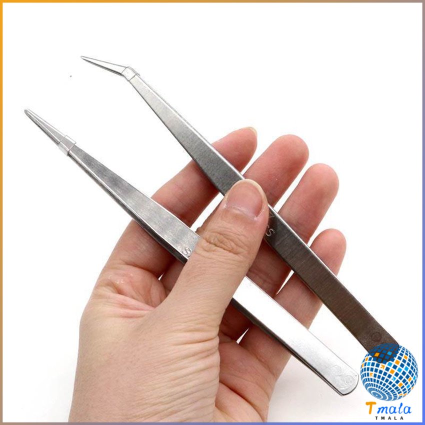 Tmala คีบหนีบสแตนเลส ปากคีบ มี 2 แบบ ปากคีบงอ ปากคีบแหลม คีมหนีบอเนกประสงค์ Stainless steel tweezers