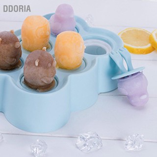 DDORIA Ice Lolly Moulds 6 Cavities BPA Free Children DIY แม่พิมพ์ไอศกรีมซิลิโคนสำหรับครัวในบ้าน