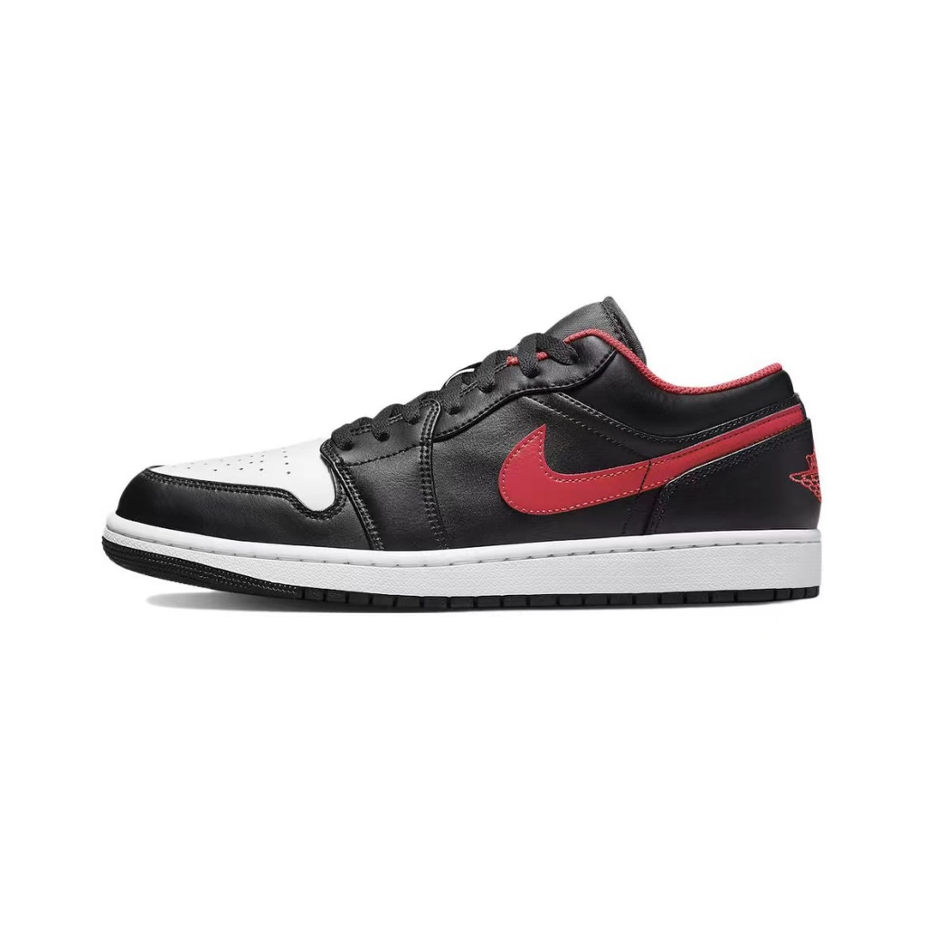 【💯ของแท้】 Nike Jordan Air Jordan 1 Low "White Toe" Black Red/553558-063