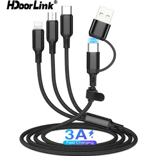 Hdoorlink 5 In 1 สายชาร์จ USB 3A สายซิงค์ข้อมูล USB สําหรับ IOS Android โทรศัพท์ แท็บเล็ต ชาร์จเร็ว ที่ชาร์จโทรศัพท์มือถือ